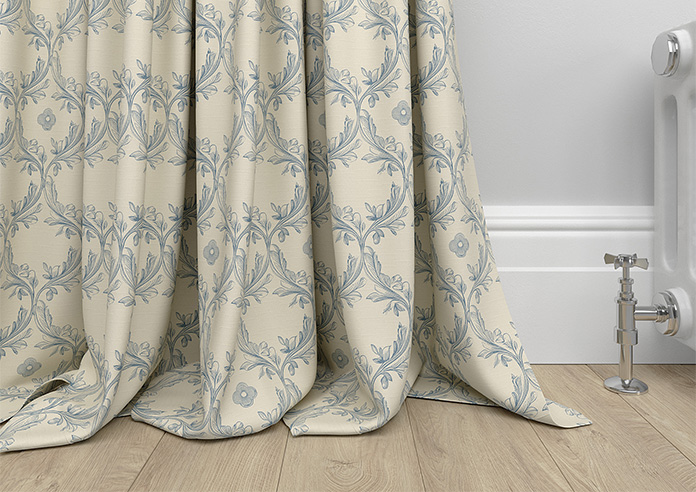 Trellis Prints, Vine and Bloom Romsey Raffs Blue - Made to Measure Curtains - Image 6